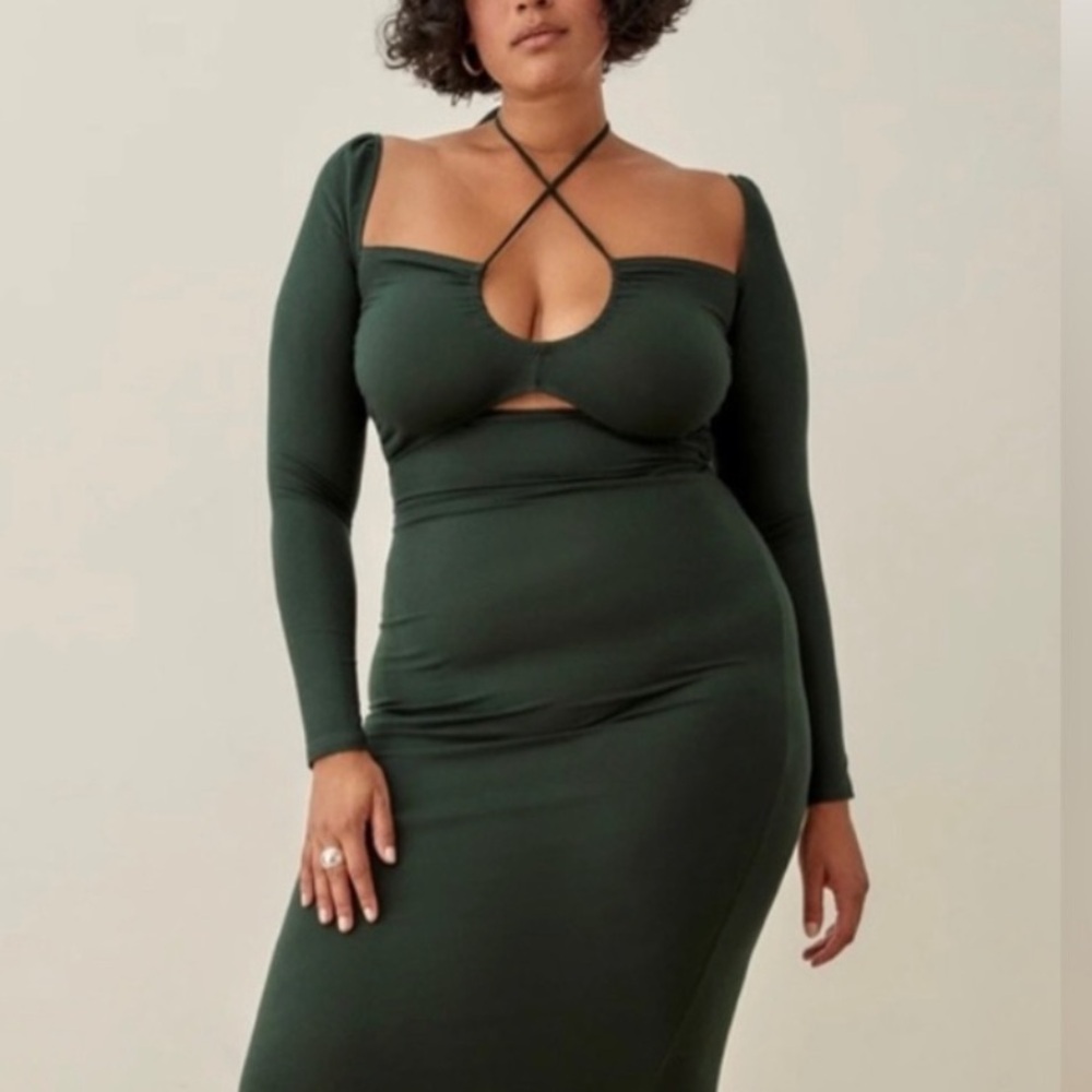 Reformation Green Alexei Knit Dress Size Large